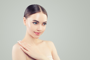 Pretty woman with natural make up, healthy skin