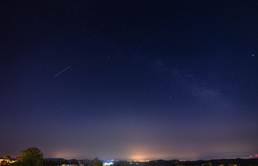 Beautiful Nightscape with a Part of the Milky Way, Mazzarino, Caltanissetta, Sicily, Italy, Europe