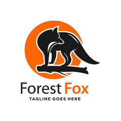 fox and circle logo design template