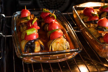 Turkish Islim Kofta Kebab with Meatballs and Cherry Tomatoes Wrapped in Eggplant / Aubergine Slices...