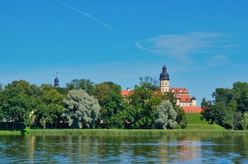 Obraz premium Aerial view of Nesvizh castle in Belarus