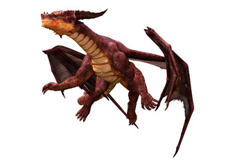 3D Rendering Fairy Tale Dragon on White