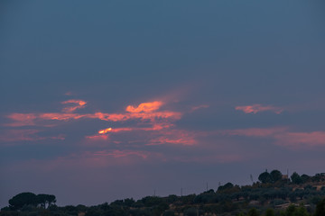 Wonderful Sunset in the Clouds, Sicily, Italy, Europe