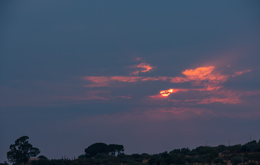 Wonderful Sunset in the Clouds, Sicily, Italy, Europe
