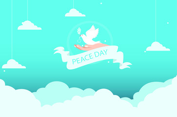 Fototapeta na wymiar The beautiful and lovely peace day greeting elements 