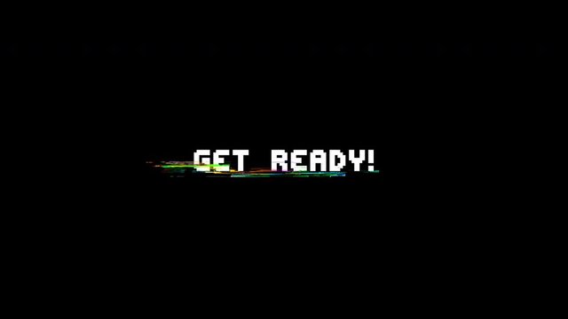 retro videogame get ready text words on old tv glitch interference screen ... New quality universal vintage motion dynamic animated background colorful joyful cool video footage
