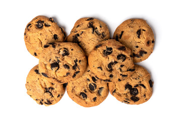 Cookies with chocolate isolated on white background.