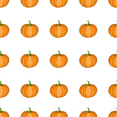 Vector seamless pattern with pumpkins. Design for fabric, wallpaper, textile, web design. Isolated on white.