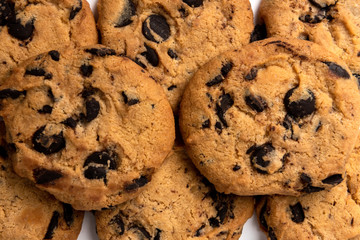 Cookies with chocolate isolated on white background.