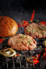 Grilled beef patties for burger