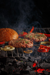 Grilled beef patties for burger
