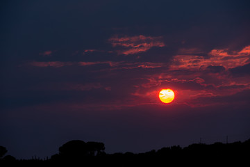 Wonderful Sunset in the Clouds, Sicily, Italy, Europe