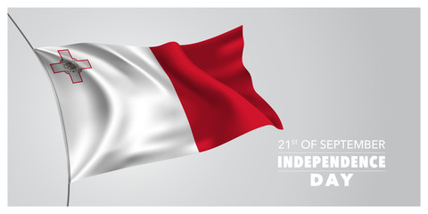Malta independence day greeting card, banner, horizontal vector illustration