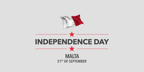 Malta independence day greeting card, banner, vector illustration
