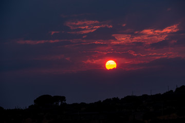 Wonderful Sunset in the Clouds, Sicily, Italy, Europe