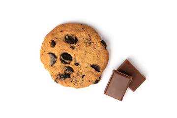 Cookies with chocolate isolated on white background.