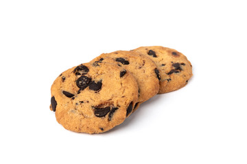 Cookies with chocolate isolated on white background.