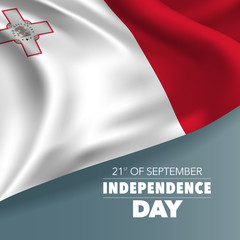 Malta independence day greeting card, banner, vector illustration