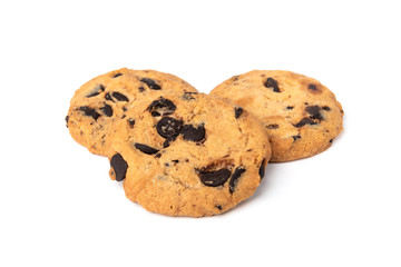 Cookies with chocolate isolated on white background.