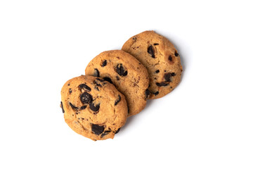 Cookies with chocolate isolated on white background.