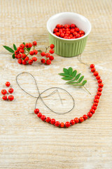 Making protective rowan berry charm necklace, it is believed that rowan tree berries have magical...