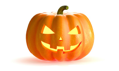 Halloween Pumpkin isolated on white background. 3D Rendering illustration