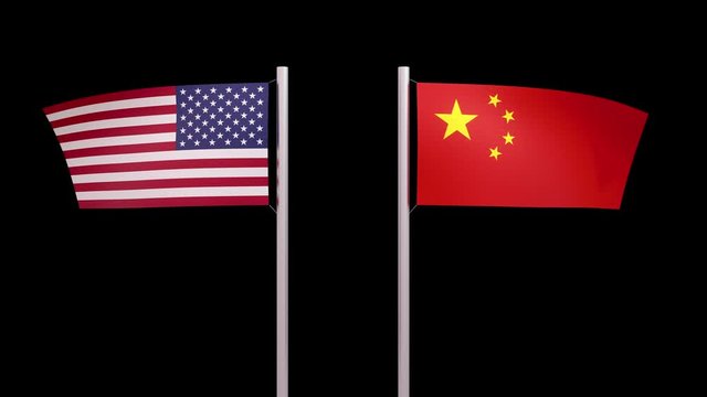 USA and China flag with alpha