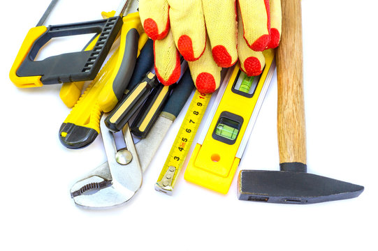 Professional tools for the master builder on a isolated white background.
