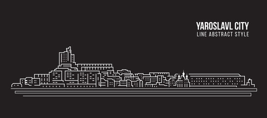 Cityscape Building Line art Vector Illustration design - Yaroslavl city