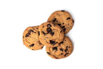 Cookies with chocolate isolated on white background.