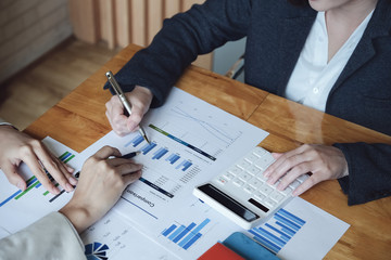 Business strategy and Discussion concepts. Business owners are consulting economists. To improve...