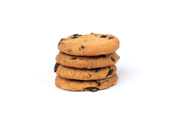 Cookies with chocolate isolated on white background.