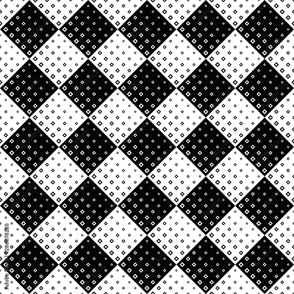 Aufkleber diagonal square pattern background design - abstract black and white vector graphic from squares