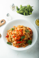 Noodles with shrimps and chili