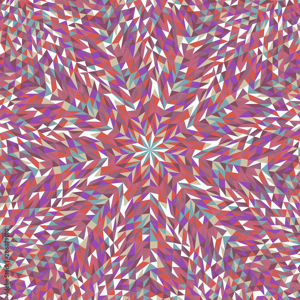 Poster hypnotic round tiled pattern mosaic background - psychedelic circular polygonal colorful abstract ve