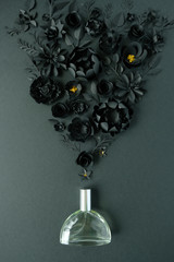 Flower arrangement. Flowers, fragrance, perfume on black