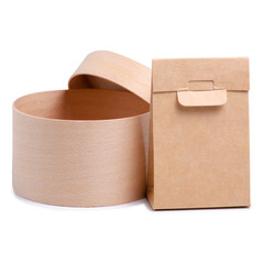 Cardboard boxes different on white background isolation