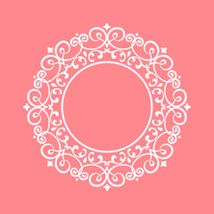 Decorative frame Elegant vector element for design in Eastern style, place for text. Floral pink border. Lace illustration for invitations and greeting cards