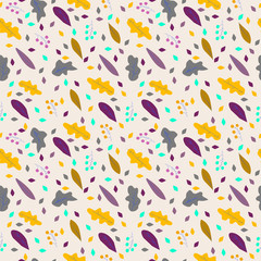 orange and violet autumn leaves on a light gray background