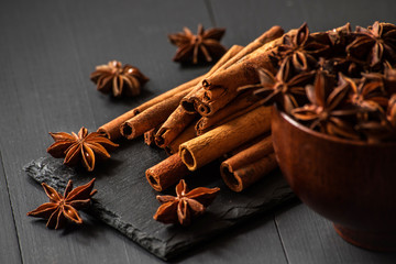 star anise with cinnamon sticks