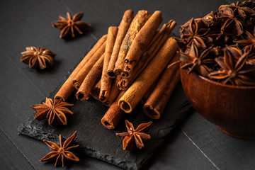 star anise with cinnamon sticks
