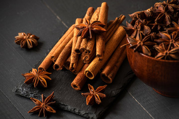 star anise with cinnamon sticks