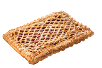 Homemade cherry pie dessert isolated on white background