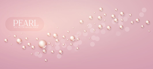 Elegant 3D Pink Pearls. Pearl Beads. Treasure realistic design.