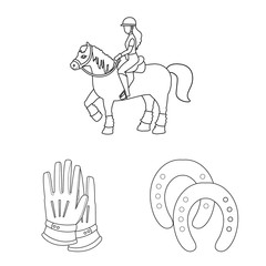 Vector illustration of horseback and equestrian sign. Collection of horseback and horse stock vector illustration.