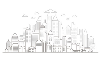 Modern City Skyline drawing line backgrounds vector illustration EPS10