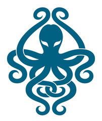 Blue octopus on a white background