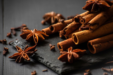 cinnamon sticks, star anise and cloves