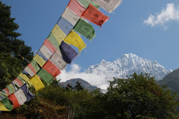 Everest Base Camp Thamserku mountain view from lukla to phakding and namche bazaar,Nepal