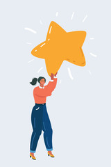 Female character hold big star.